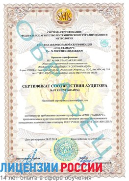 Образец сертификата соответствия аудитора №ST.RU.EXP.00014299-1 Прокопьевск Сертификат ISO 14001